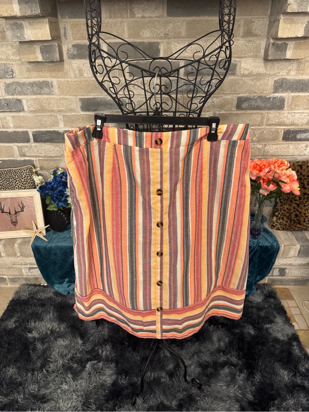 SHEIN Colorful Vertical Striped Skirt